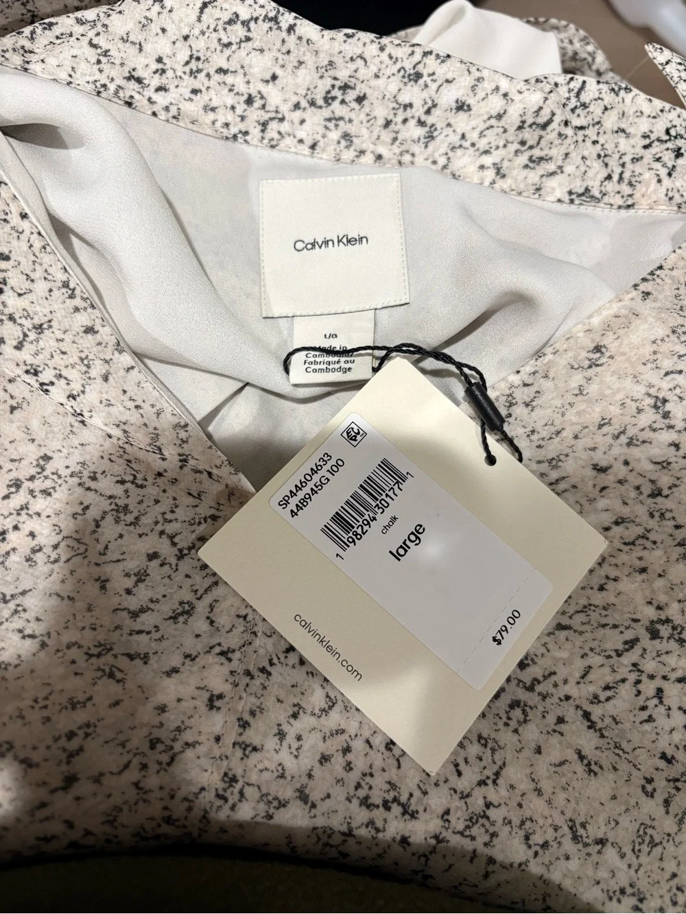 Calvin Klein Women's Chiffon Printed Wrap V-Neck Blouse Size L